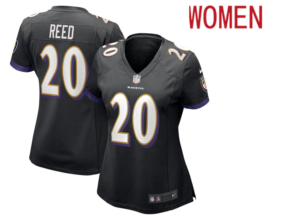 Women Baltimore Ravens 20 Ed Reed Nike Black Retired Player NFL Jersey